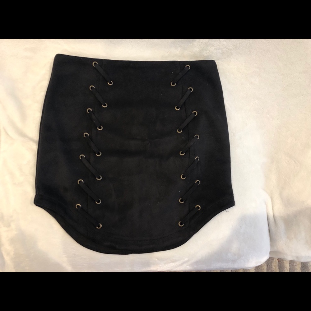 Black suede mini skirt